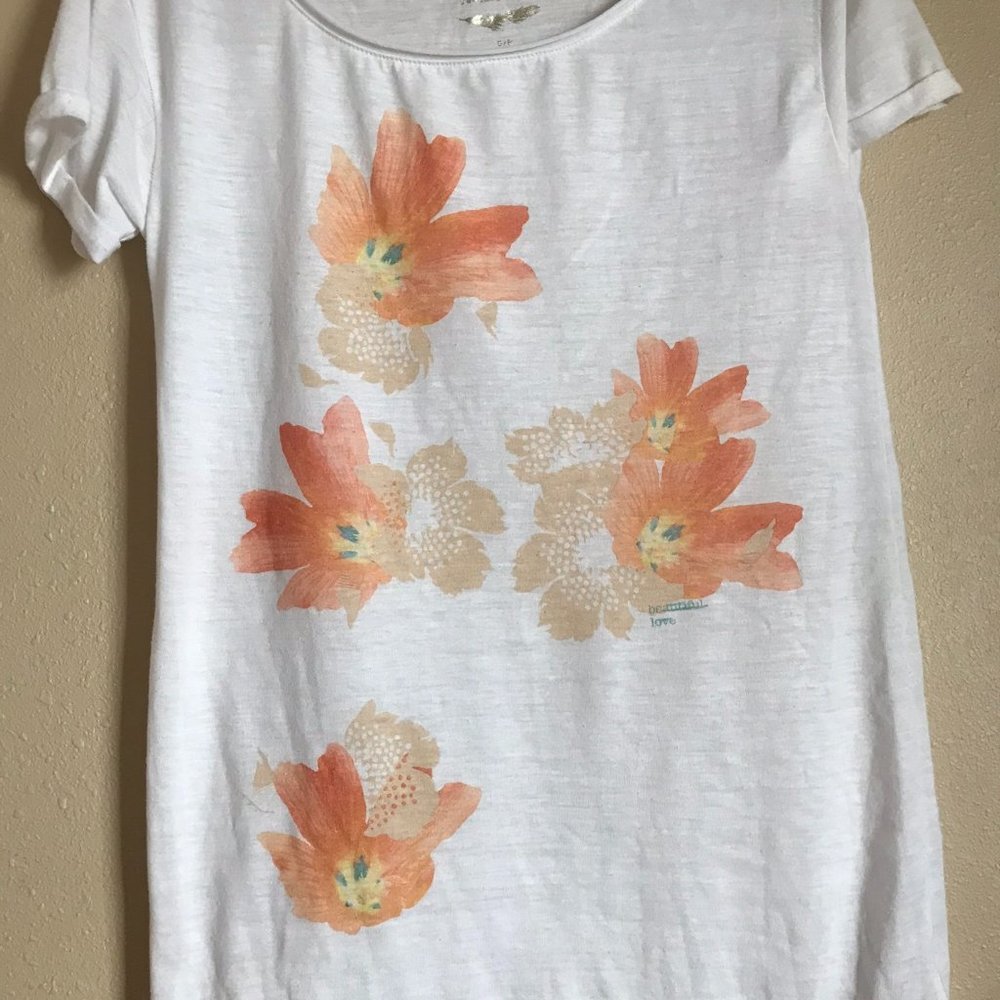 White Shirt w/ Orange Flowers